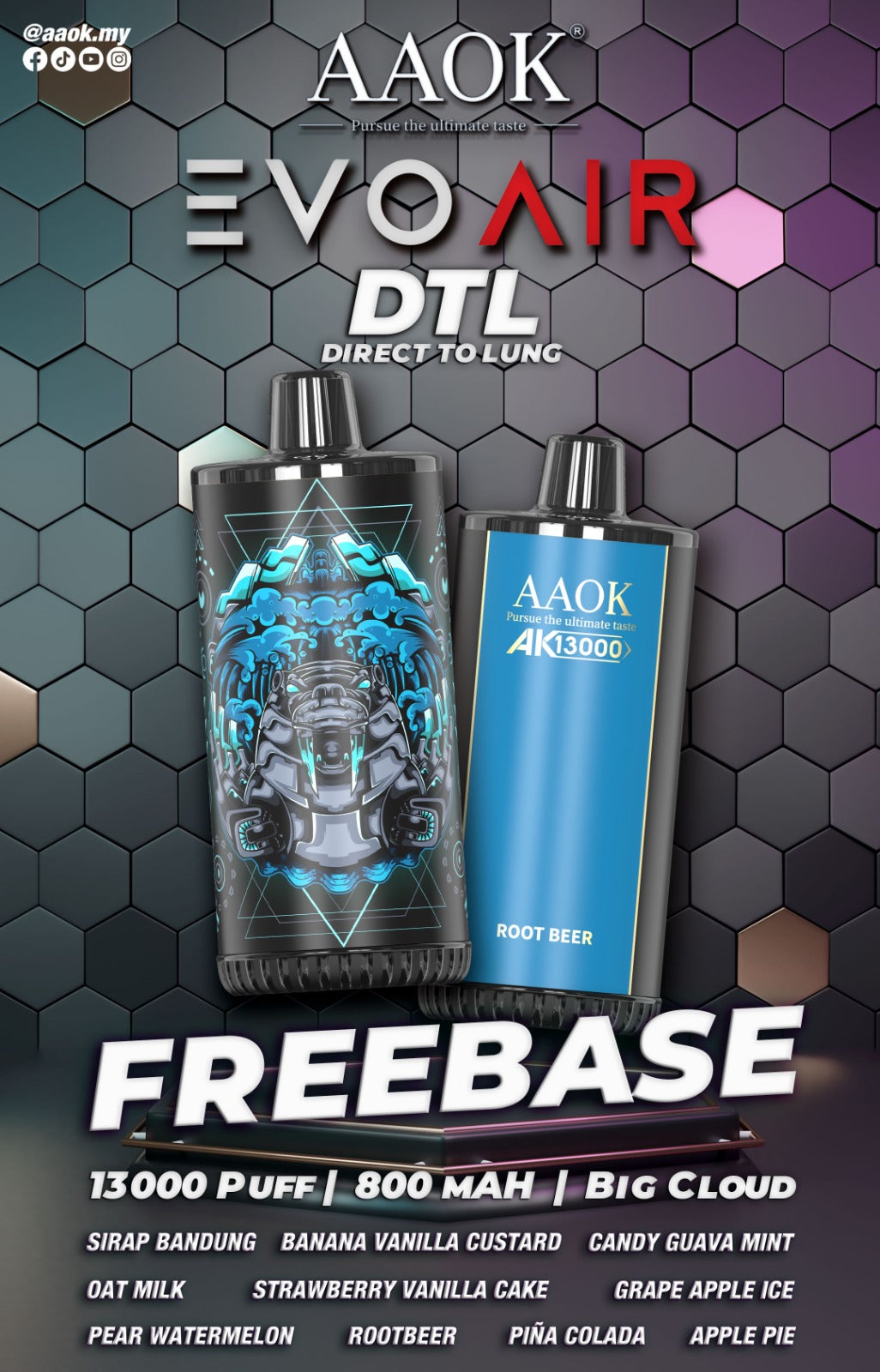 AAOK EVO PREMIUM 13500 0% NICOTINE