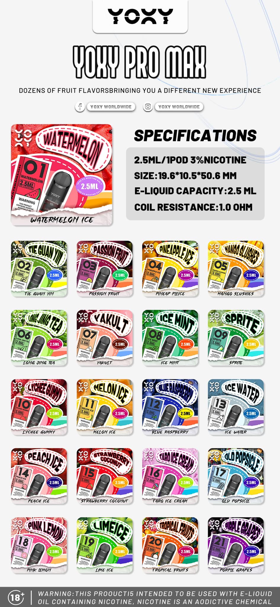 CARTRIDGE YOXY PRO MAX 2.5ML ( 1 POD ) COMPATIBLE RELX INFINITY