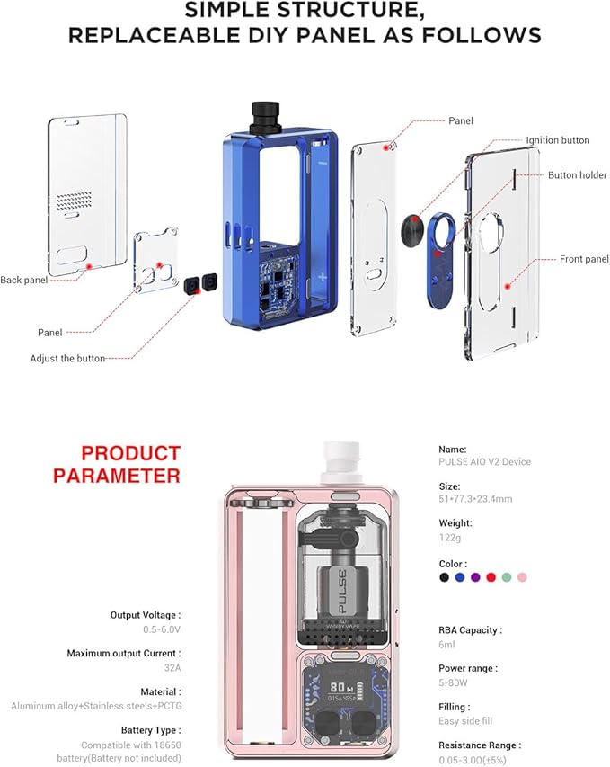DEVICE KIT PULSE AIO V2 by VANDY VAPE * BORO DEVICE *( WITHOUT BATTERY )