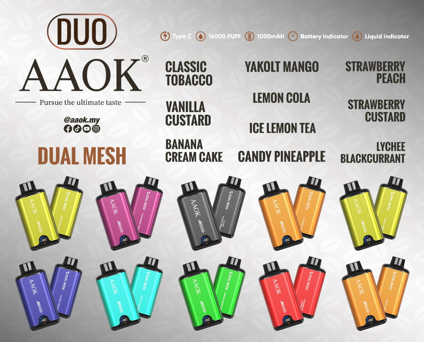 AAOK DUO PRO 16000 PUFFS