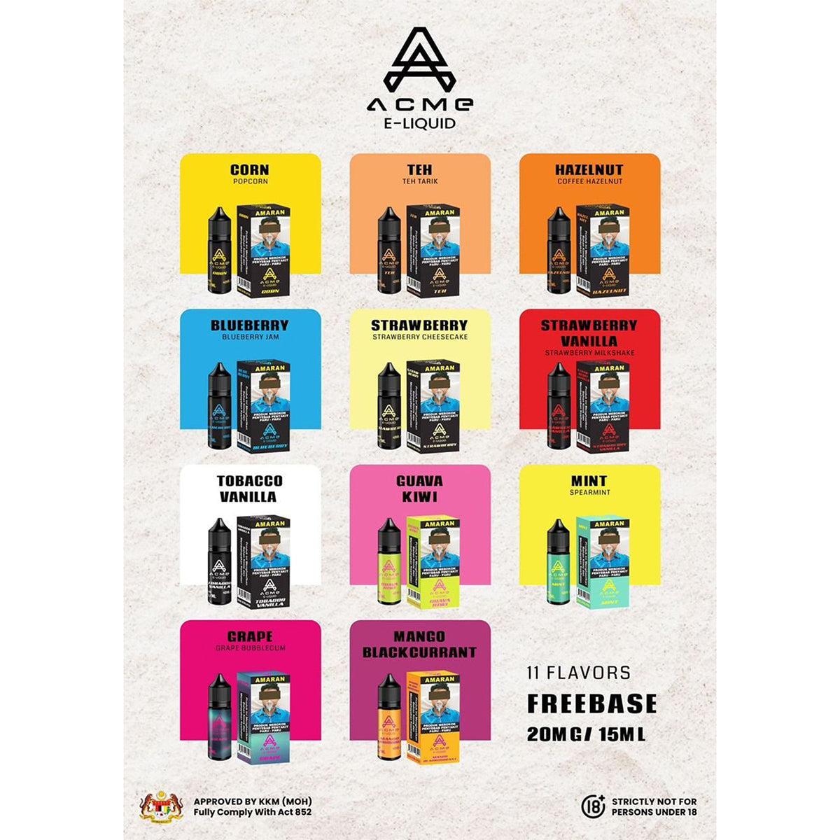 FREEBASE ACME E-LIQUID 15ML 20MG BlackBirdVape FREEBASE ACME E-LIQUID 15ML 20MG BlackBirdVape