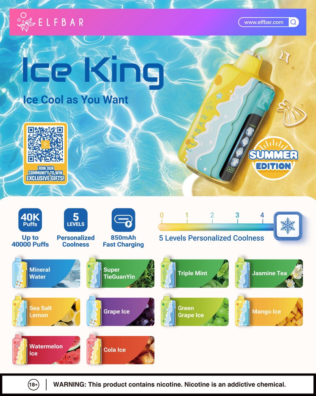 ELF BAR ICE KING 40000 PUFFS SUMMER EDITION