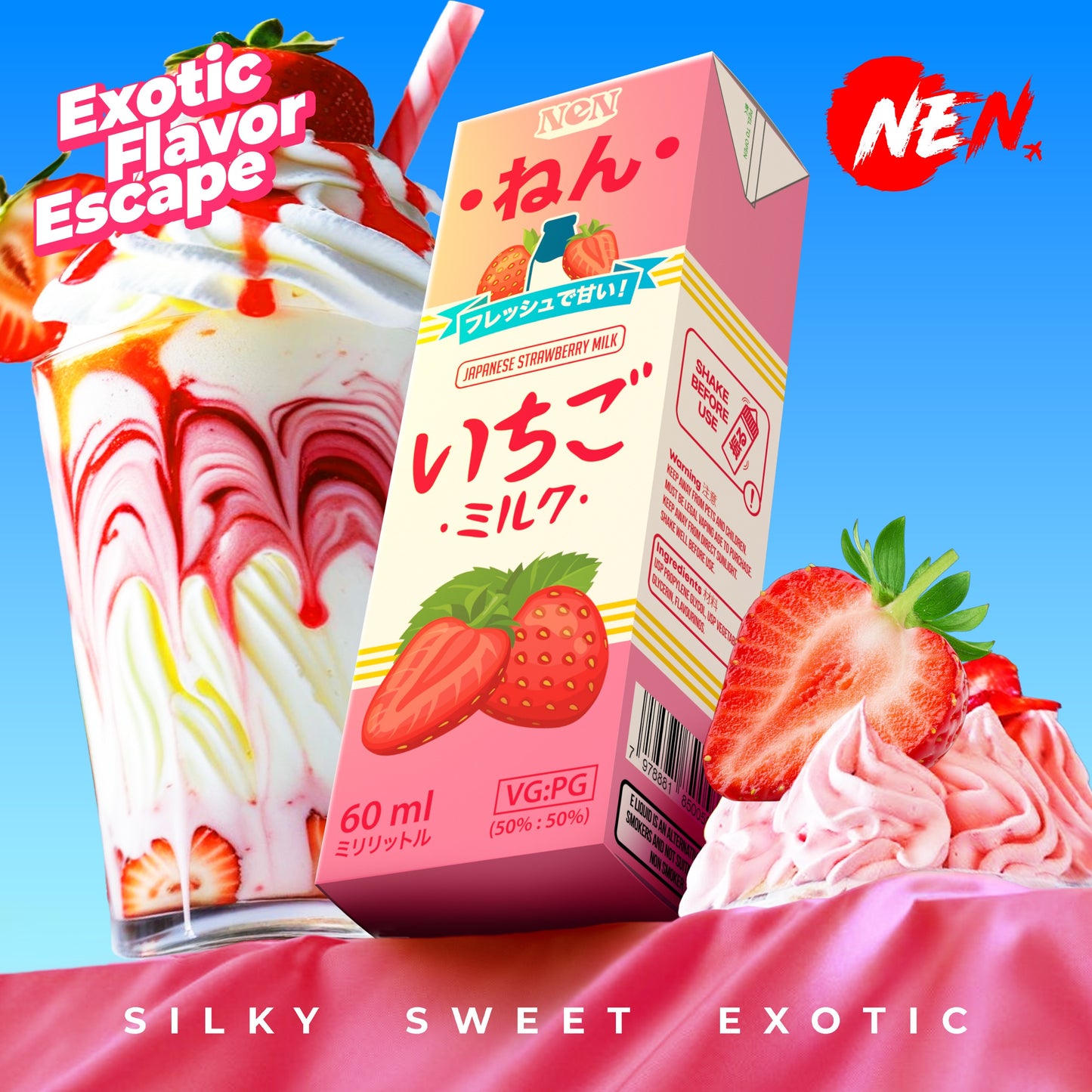 FREEBASE NEN JAPANESE STRAWBERRY MILK 60ML