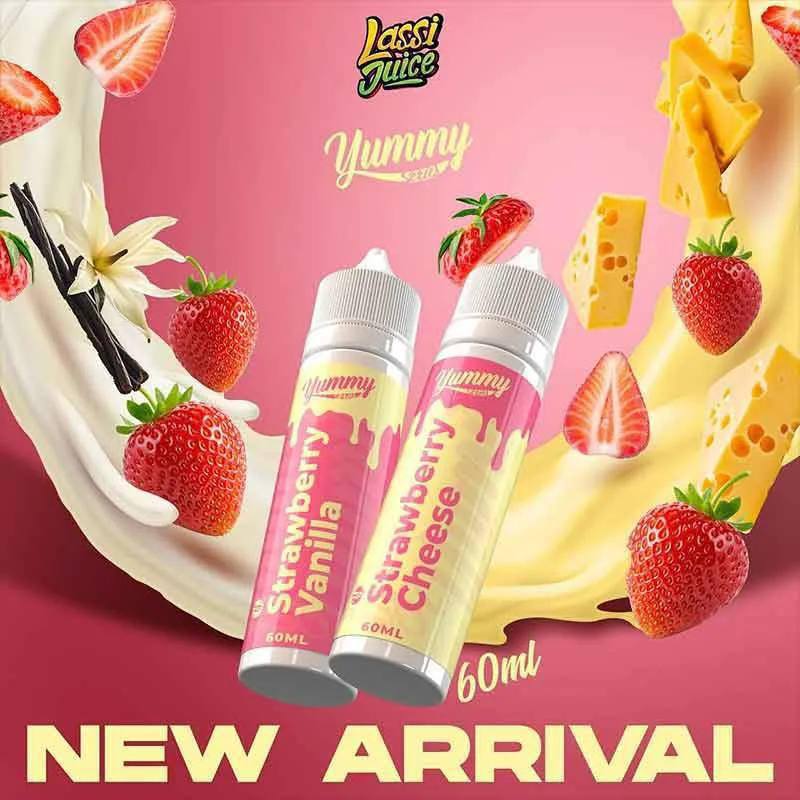 FREEBASE YUMMY SERIES STRAWBERRY VANILLA STRAWBERRY CHEESE 60ML by LASSI JUICE