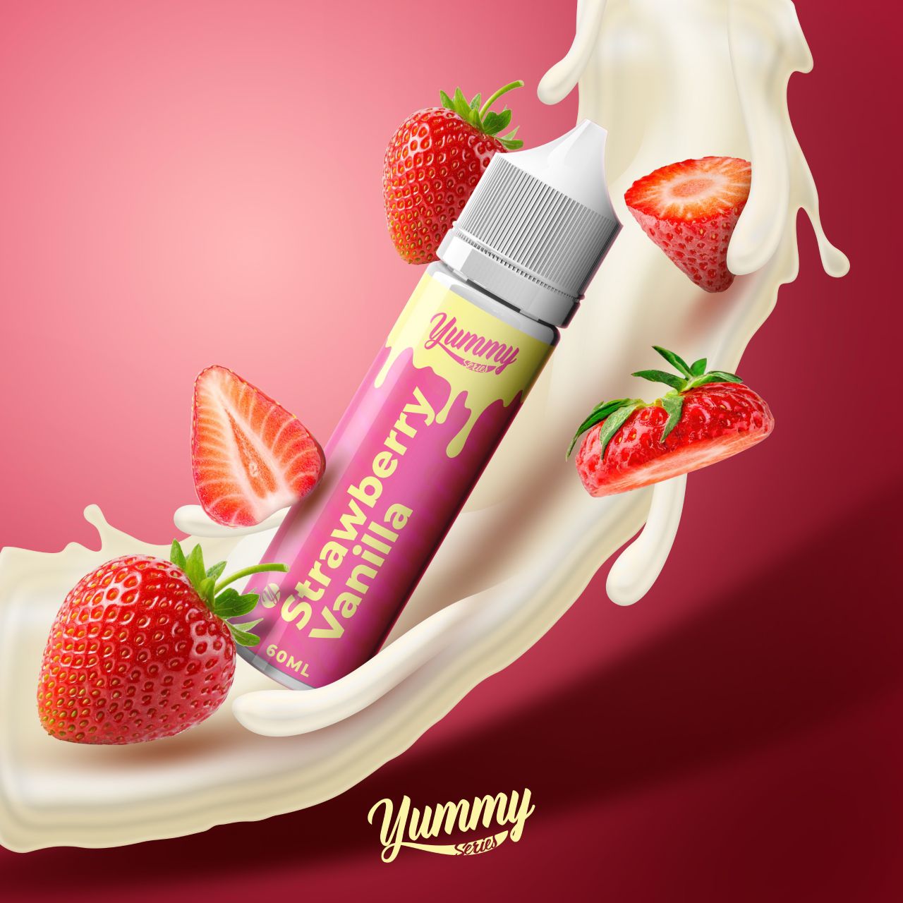 FREEBASE YUMMY SERIES STRAWBERRY VANILLA STRAWBERRY CHEESE 60ML by LASSI JUICE