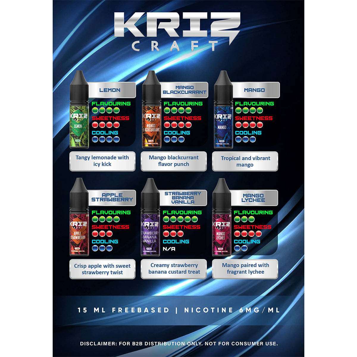 FREEBASE KRIZ CRAFT E-LIQUID 15ML 6MG