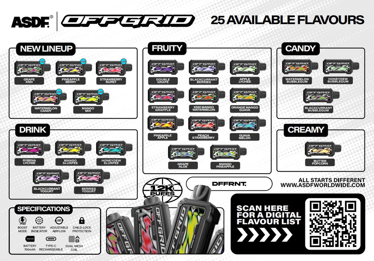 CARTRIDGE OFFGRID 12000 PUFFS by ASDF