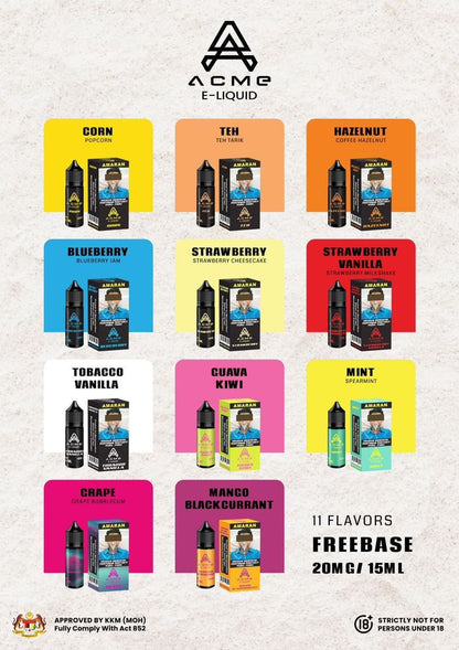 ACME FREEBASE E-LIQUID 15ML 20MG
