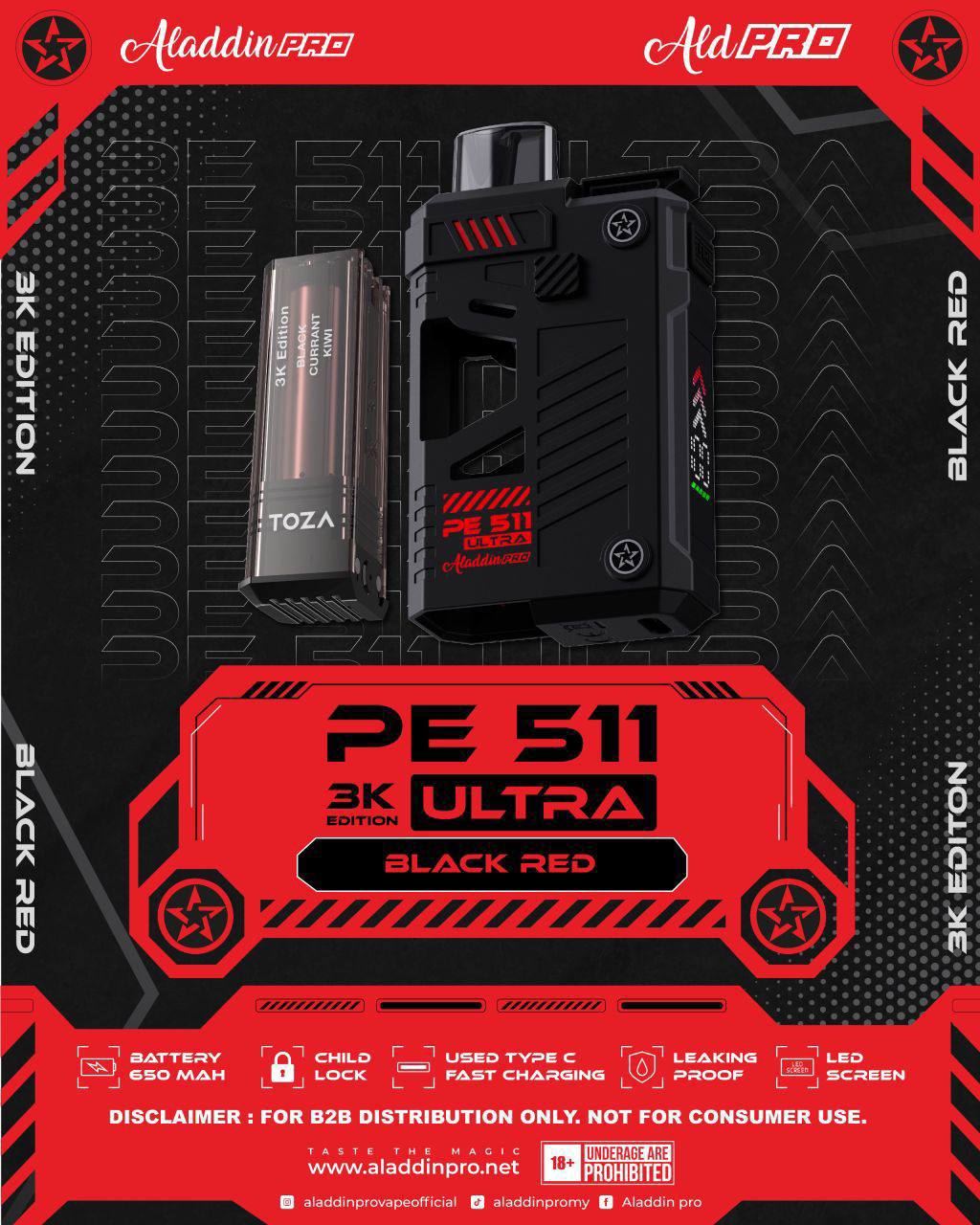 DEVICE ALADDIN PRO PE 511 ULTRA 3K PUFFS