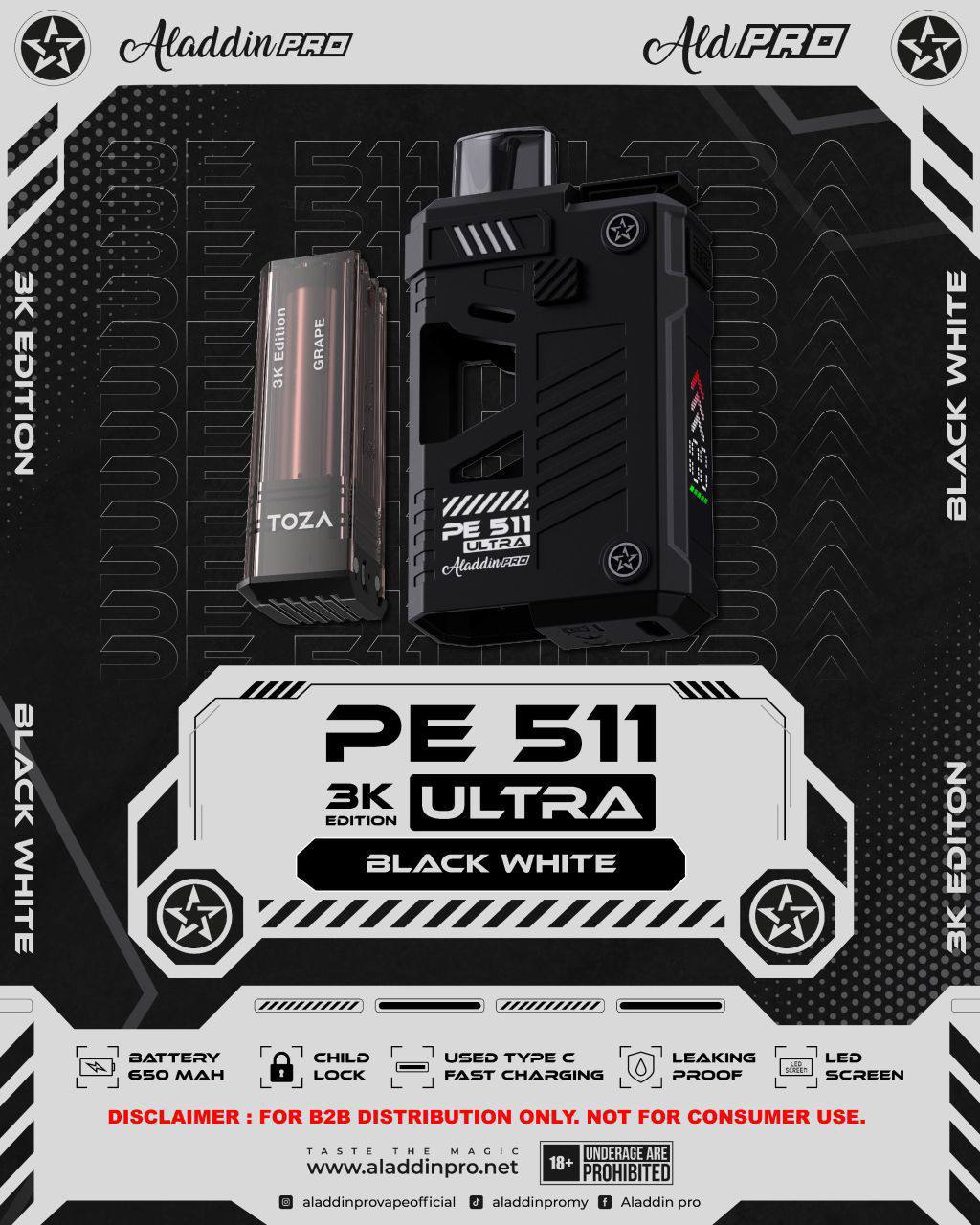 DEVICE ALADDIN PRO PE 511 ULTRA 3K PUFFS