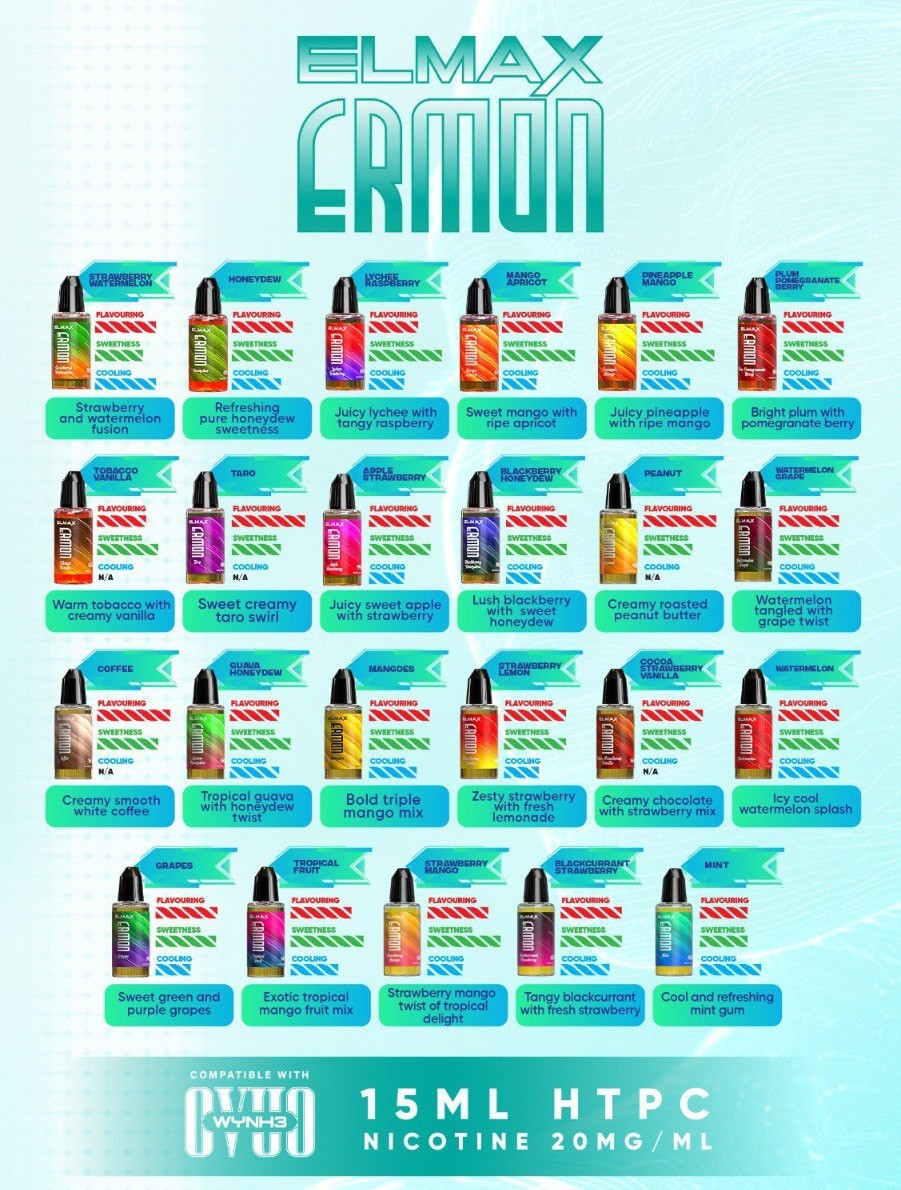 ELMAX ERMON HTPC E-JUICE LIQUID 15ML 20MG WYNH3