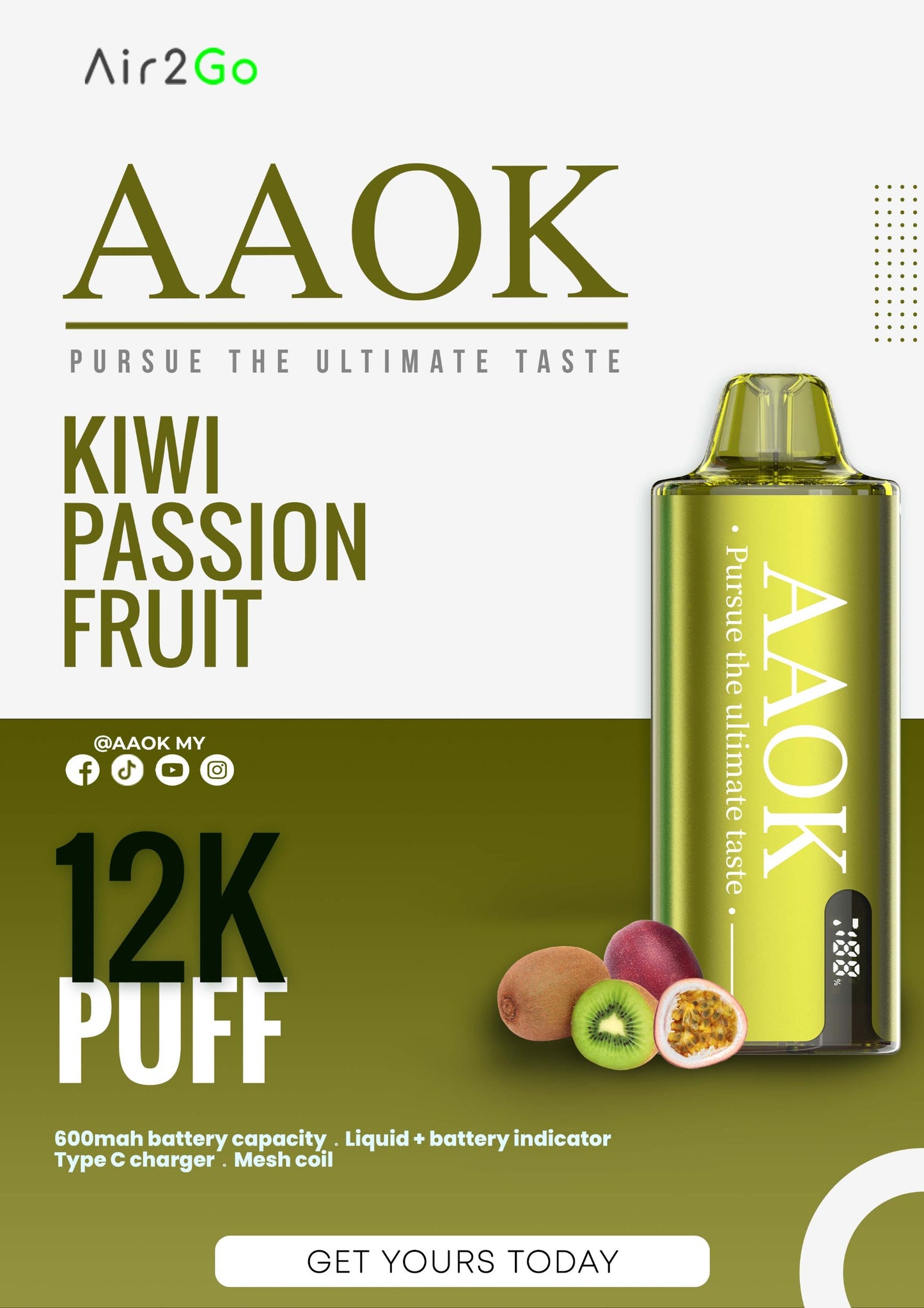 AAOK AIR2GO 12000 PUFFS