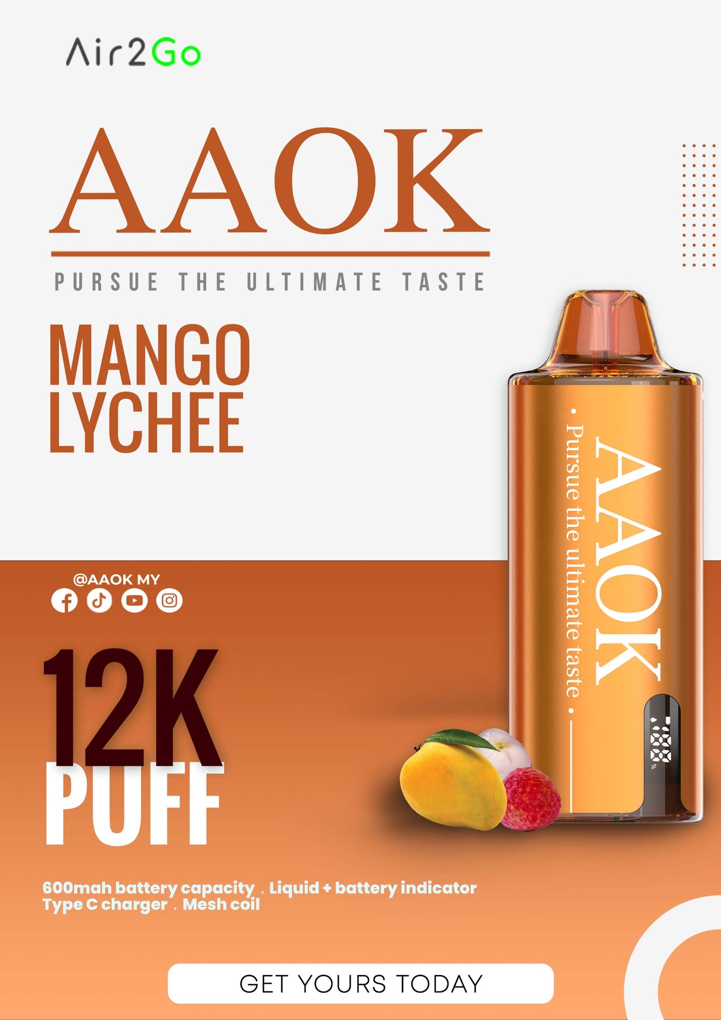 AAOK AIR2GO 12000 PUFFS