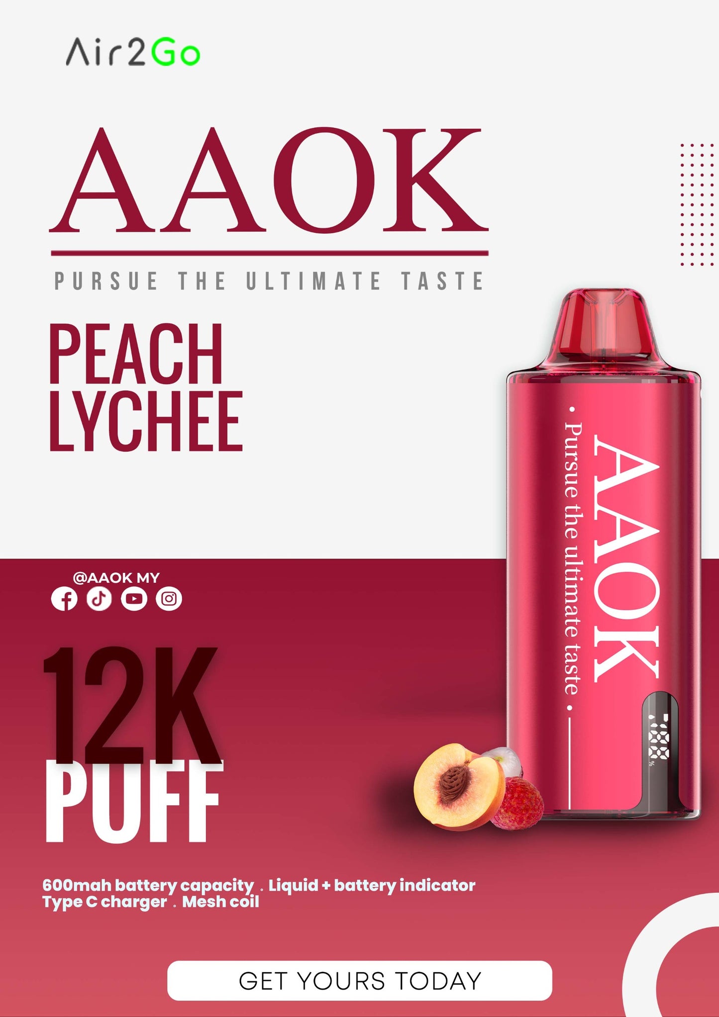 AAOK AIR2GO 12000 PUFFS