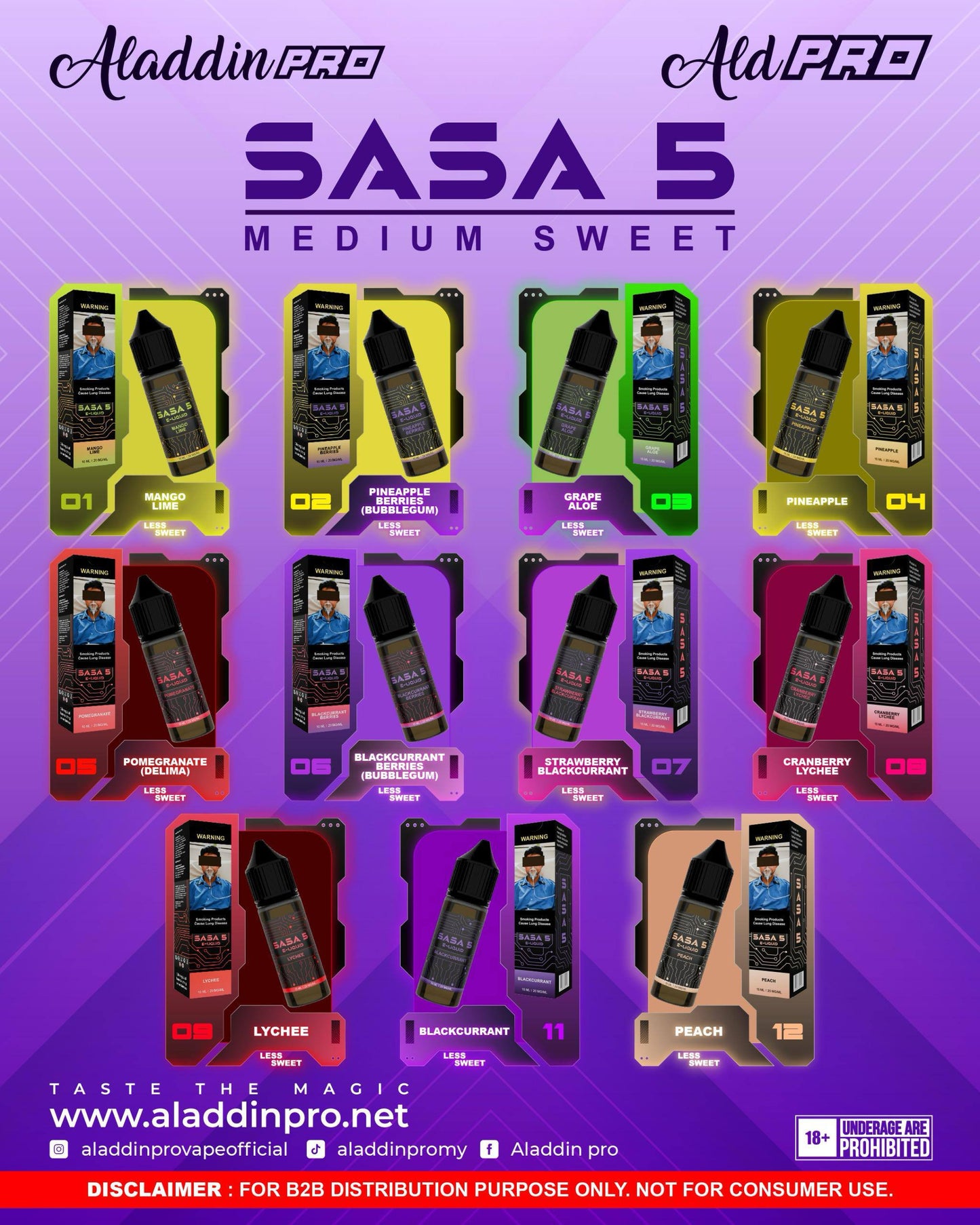 SASA 5 E-LIQUID 15ML 20MG by ALADDIN PRO