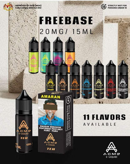 ACME FREEBASE E-LIQUID 15ML 20MG